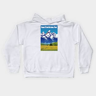 Grand Teton National Park Travel Poster Kids Hoodie